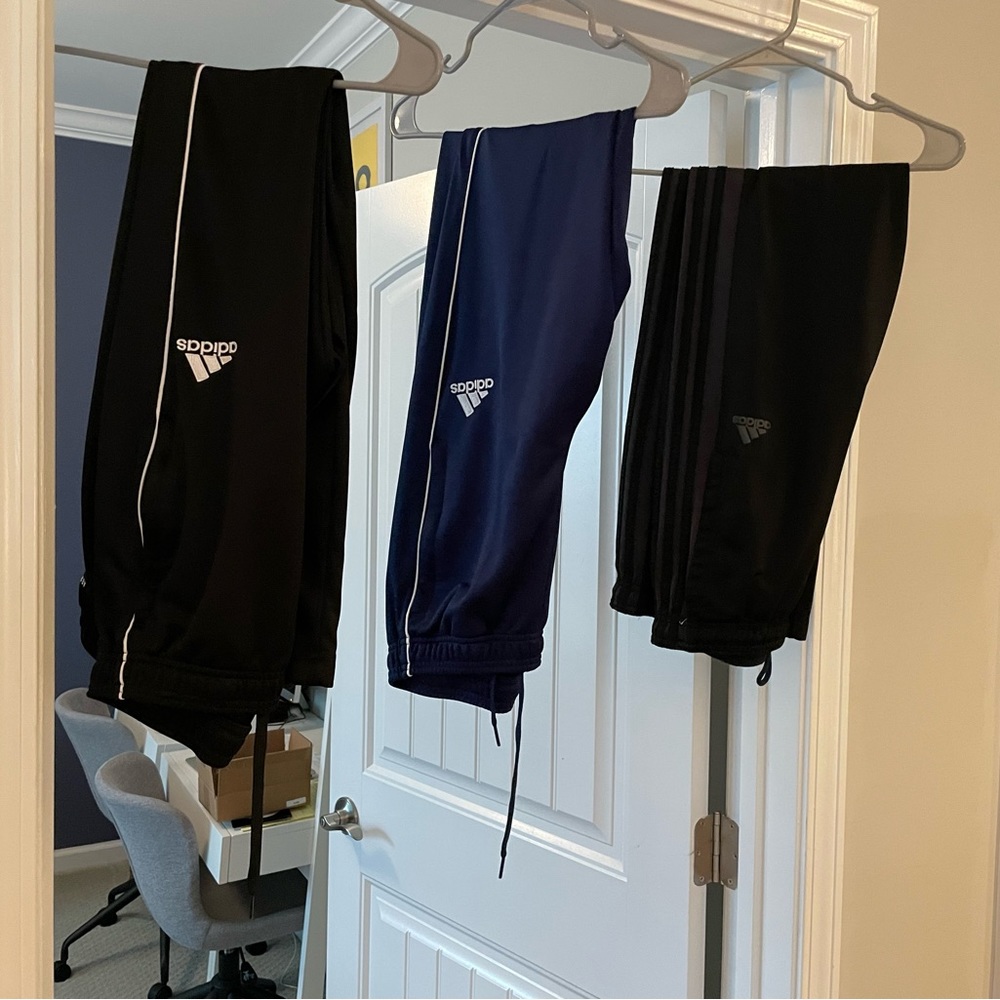 Three pairs of BNWOT adidas soccer pants lot. Size medium